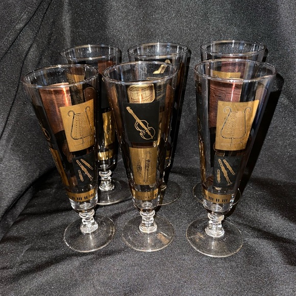 Vintage Music by Muzak Pilsner Beer Glasses set of (6) - Picture 13 of 13